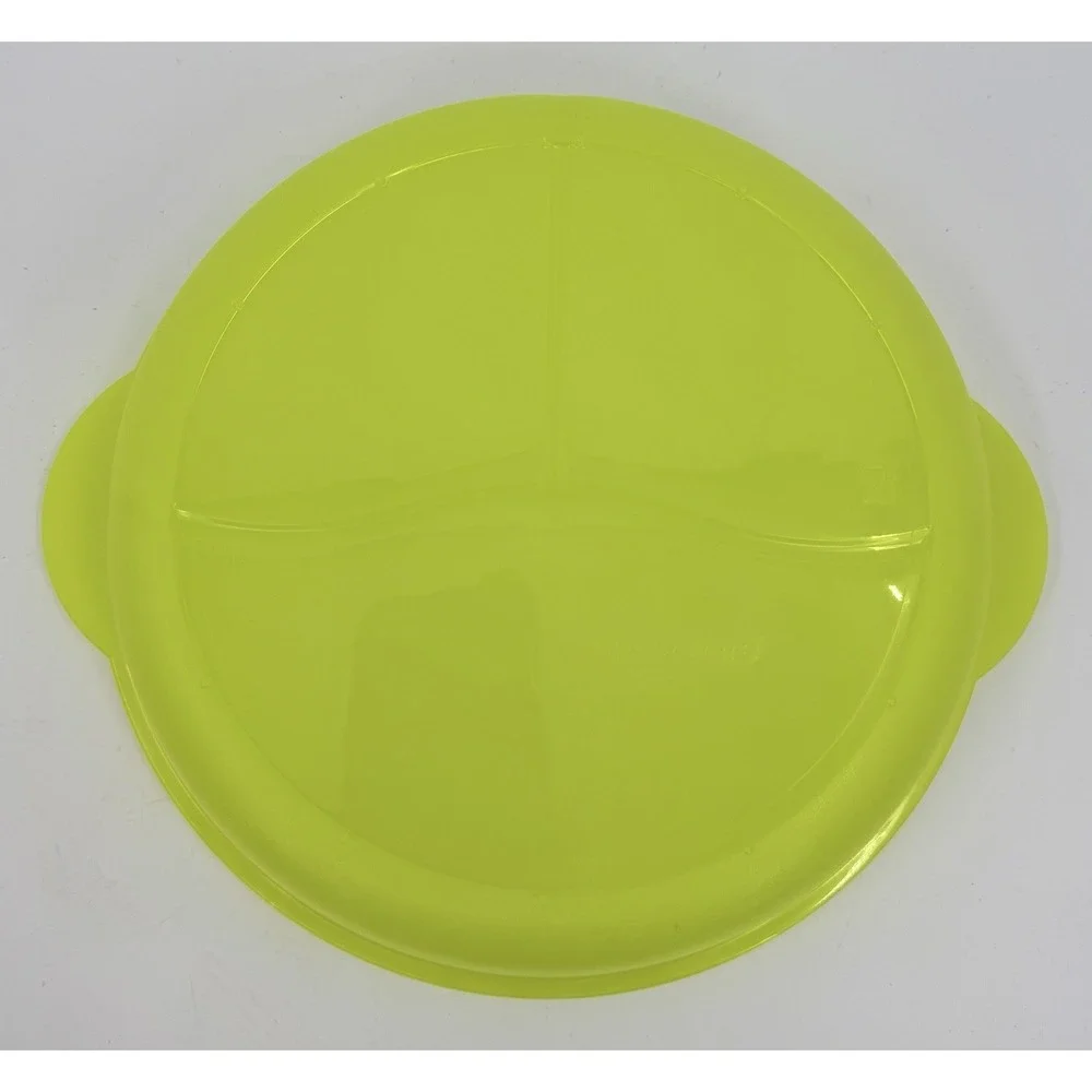 Tupperware 3284C-1 Green & Yellow Crystal Wave 3‎ Triple Divided Bowl Vented NEW